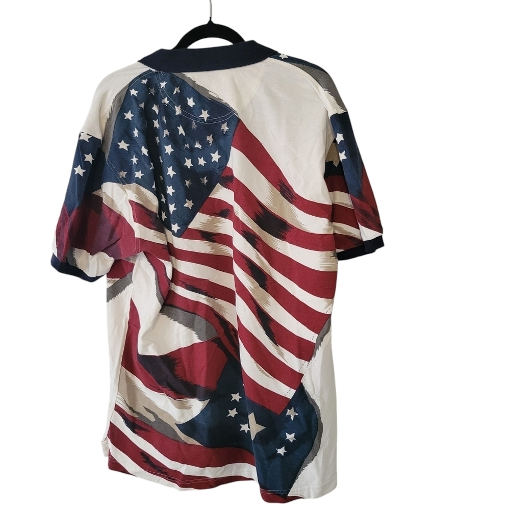 American Heritage Vintage Mens Patriotic USA Flag Polo Cotton Shirt. Size XL - Picture 2 of 4